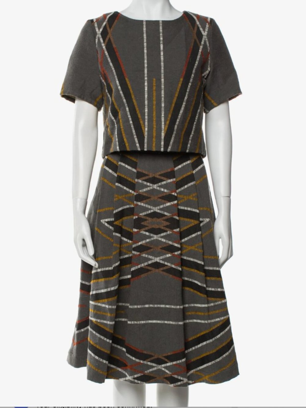 Billy Reid  Striped Pleated Accents Skirt Set  Size: S